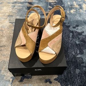 Coach Tan and Pink Suede Platform Sandals